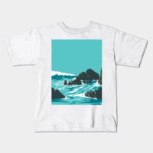 Rockpile Beach in Heisler Park Laguna Beach California WPA Poster Art Kids T-Shirt